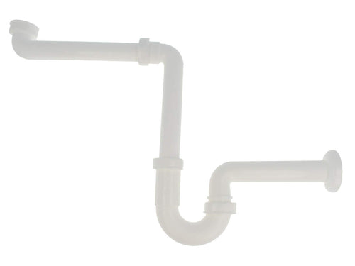 tecuro - Raumsparsiphon 1 1/4 Zoll x 32 mm, für Waschbecken/Waschtisch, inkl. Wandrosette, Kunststoff Weiß, kürzbar - 58500 Röhrengeruchsverschluss
