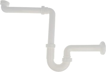 tecuro - Raumsparsiphon 1 1/4 Zoll x 32 mm, für Waschbecken/Waschtisch, inkl. Wandrosette, Kunststoff Weiß, kürzbar - 58500 Röhrengeruchsverschluss