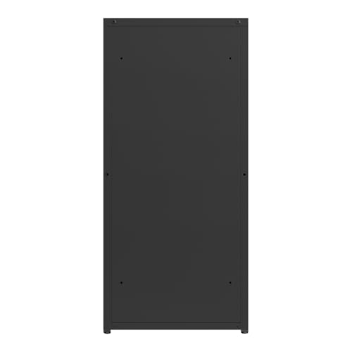 [en.casa] Metallschrank Burlöv Aktenschrank mit Einer Tür Büroschrank 2 höhenverstellbare Ablagen Ordnerschrank 88 x 40 x 35 cm Schwarz Spind Schrank