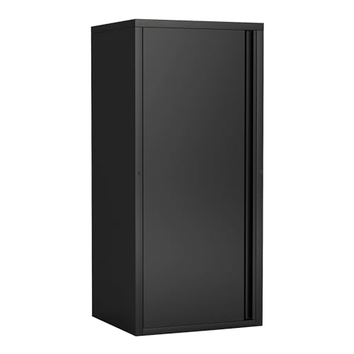 [en.casa] Metallschrank Burlöv Aktenschrank mit Einer Tür Büroschrank 2 höhenverstellbare Ablagen Ordnerschrank 88 x 40 x 35 cm Schwarz Spind Schrank