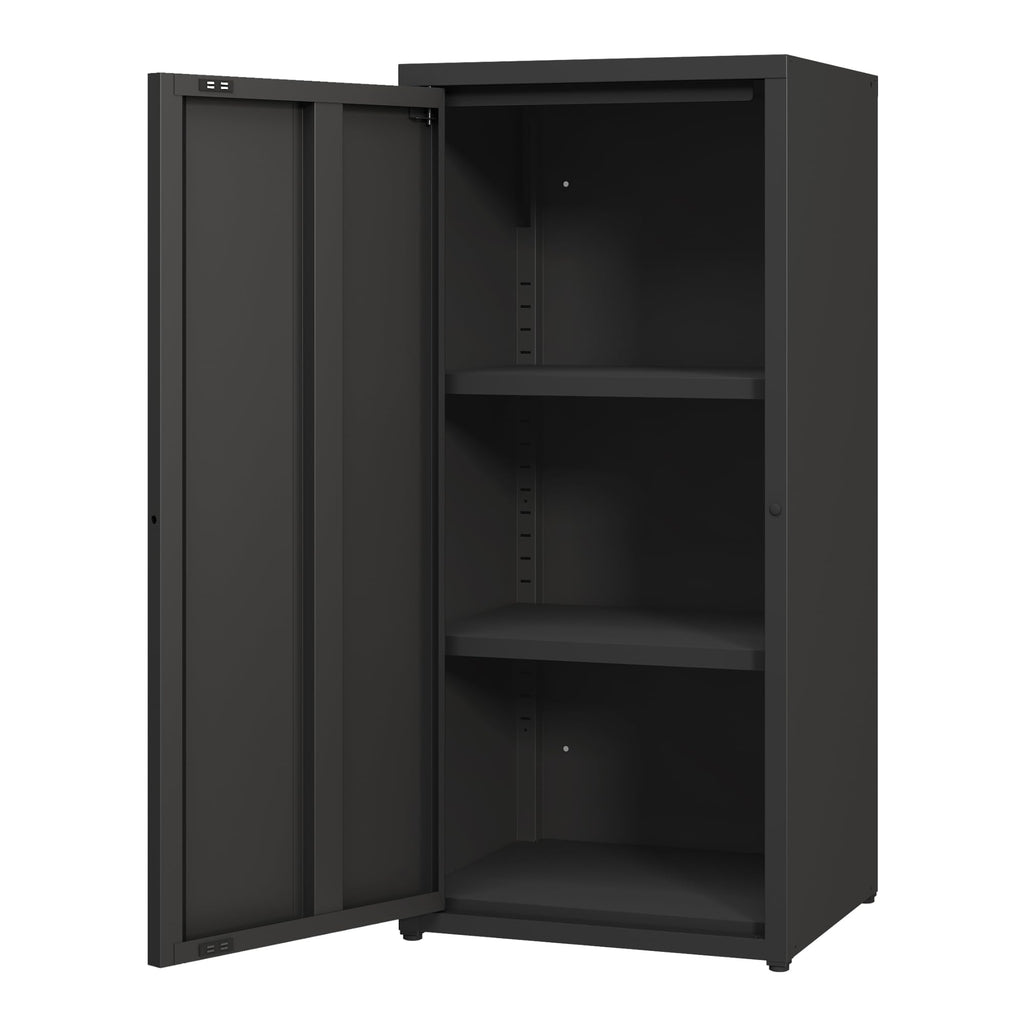 [en.casa] Metallschrank Burlöv Aktenschrank mit Einer Tür Büroschrank 2 höhenverstellbare Ablagen Ordnerschrank 88 x 40 x 35 cm Schwarz Spind Schrank