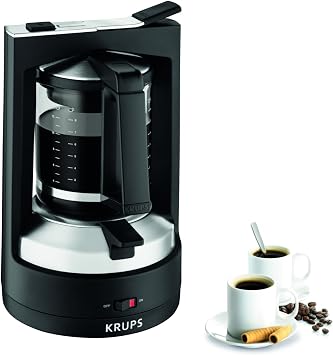 Krups Filterkaffeemaschine T8, 850 Watt, automatische Abschaltung, 8-12 Tassen, 1L Fassungsvermögen, permanenter Filter, beleuchteter Ein-/ Ausschalter, benutzerfreundlich, schwarz, KM4689