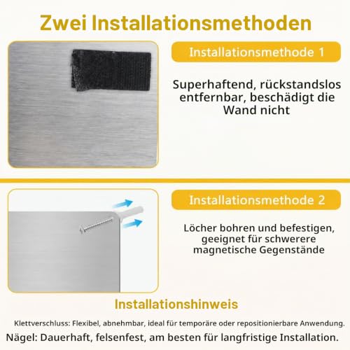 2 Stück Magnettafel Magnetboard, 42 x 30 cm Edelstahl Magnettafel für Küche