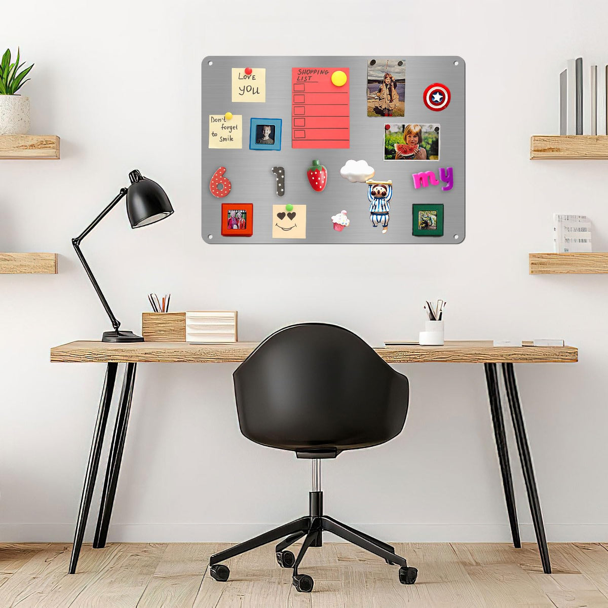 2 Stück Magnettafel Magnetboard, 42 x 30 cm Edelstahl Magnettafel für Küche