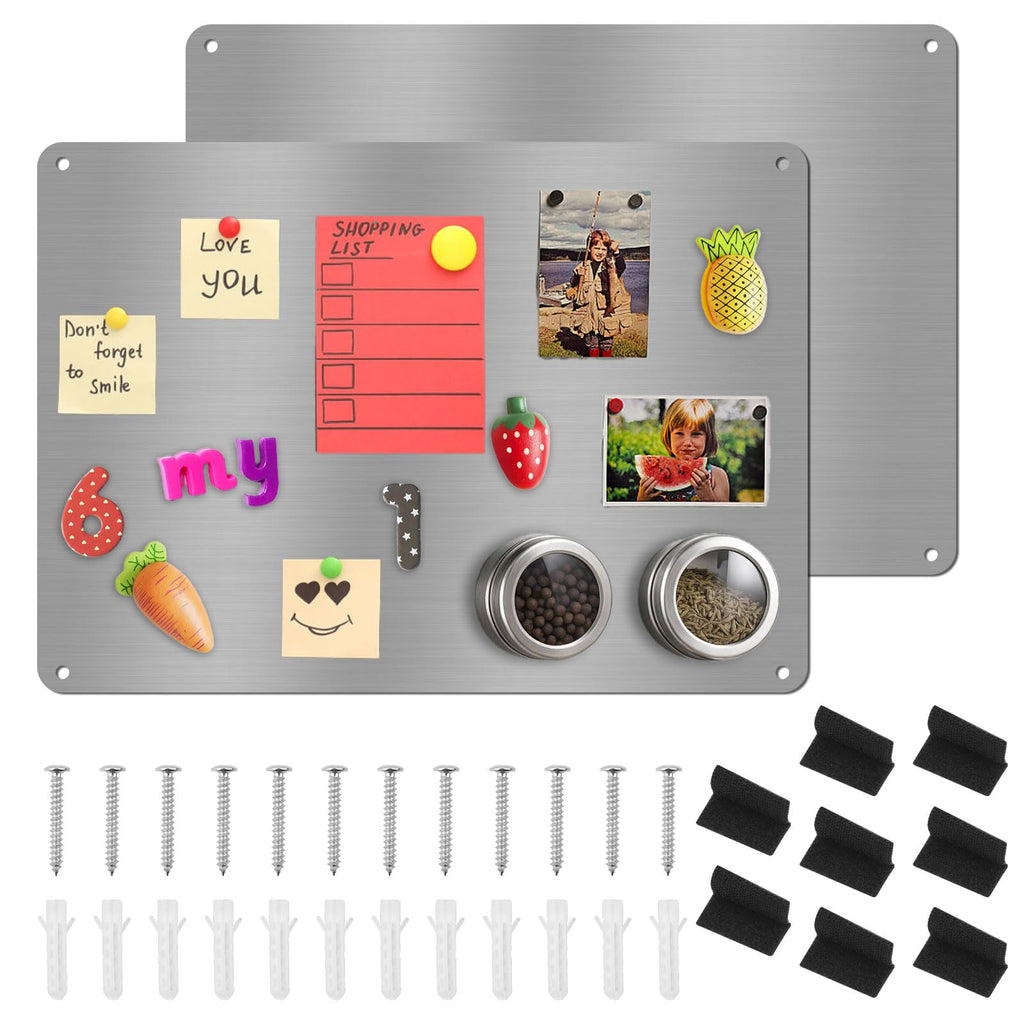 2 Stück Magnettafel Magnetboard, 42 x 30 cm Edelstahl Magnettafel für Küche