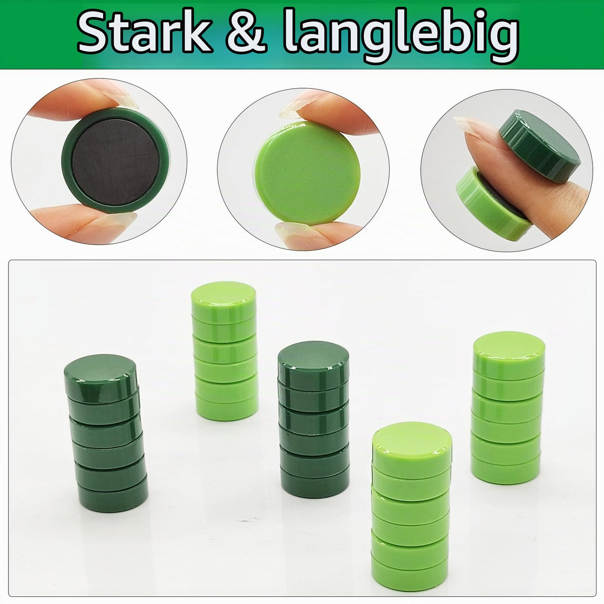 Magnete für Magnettafel, 20 Stück Magnete Stark, Kühlschrankmagnete Mini, Runde Whiteboard Magnet Bunt, Kleine Magneten für Kühlschrank, Pinnwand, Magnetwand, Schule, Büro - Grün Tafelmagnete