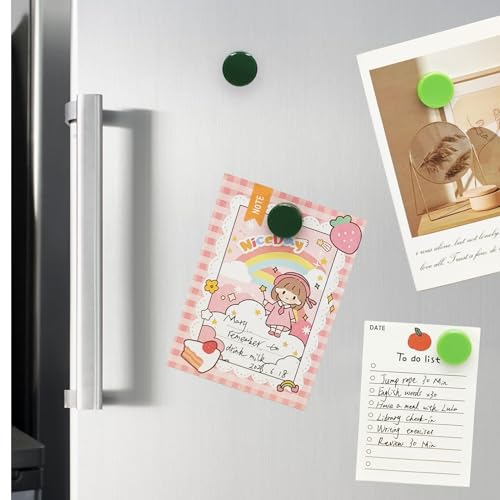 Magnete für Magnettafel, 20 Stück Magnete Stark, Kühlschrankmagnete Mini, Runde Whiteboard Magnet Bunt, Kleine Magneten für Kühlschrank, Pinnwand, Magnetwand, Schule, Büro - Grün Tafelmagnete