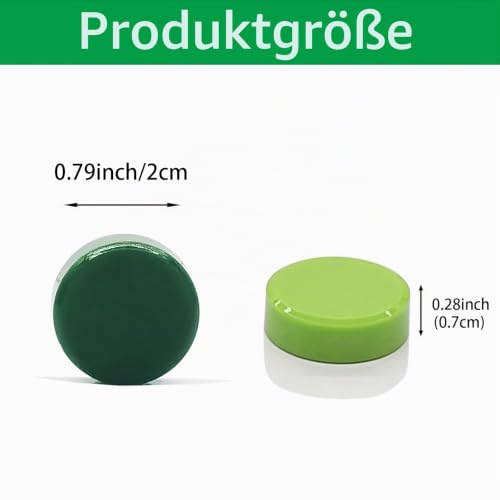 Magnete für Magnettafel, 20 Stück Magnete Stark, Kühlschrankmagnete Mini, Runde Whiteboard Magnet Bunt, Kleine Magneten für Kühlschrank, Pinnwand, Magnetwand, Schule, Büro - Grün Tafelmagnete