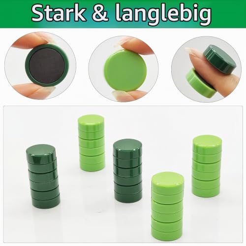 Magnete für Magnettafel, 20 Stück Magnete Stark, Kühlschrankmagnete Mini, Runde Whiteboard Magnet Bunt, Kleine Magneten für Kühlschrank, Pinnwand, Magnetwand, Schule, Büro - Grün Tafelmagnete