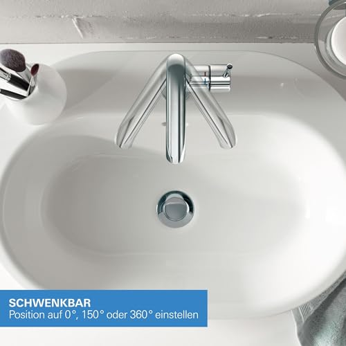 GROHE Essence, Waschtischarmatur, wassersparend (Wasserhahn für das Bad, 19cm hoch, Badarmatur mit langlebiger Oberfläche, einfache Installation am Waschbecken), chrom, 23463001