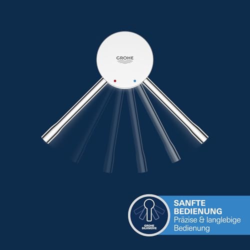 GROHE Essence, Waschtischarmatur, wassersparend (Wasserhahn für das Bad, 19cm hoch, Badarmatur mit langlebiger Oberfläche, einfache Installation am Waschbecken), chrom, 23463001