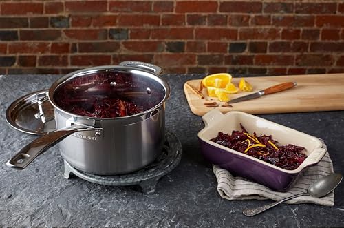 Le Creuset Stielkasserolle mit Deckel aus 3-ply Edelstahl, Ø 18 cm, Für alle Herdarten inkl. Induktion geeignet, Silber, 96200918001000