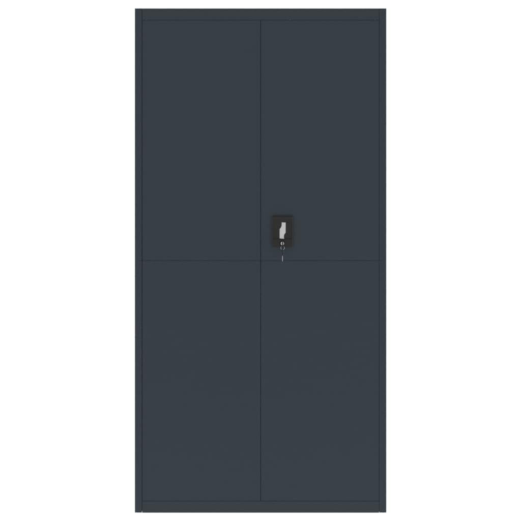 Aktenschrank Anthrazit aus pulverbeschichtetem Stahl 90x40x180 cm mit 4 Einlegeböden abschließbar für Büro und Homeoffice zur sicheren Aufbewahrung von Akten und Ordnern