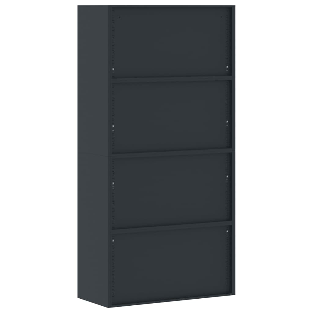 Aktenschrank Anthrazit aus pulverbeschichtetem Stahl 90x40x180 cm mit 4 Einlegeböden abschließbar für Büro und Homeoffice zur sicheren Aufbewahrung von Akten und Ordnern