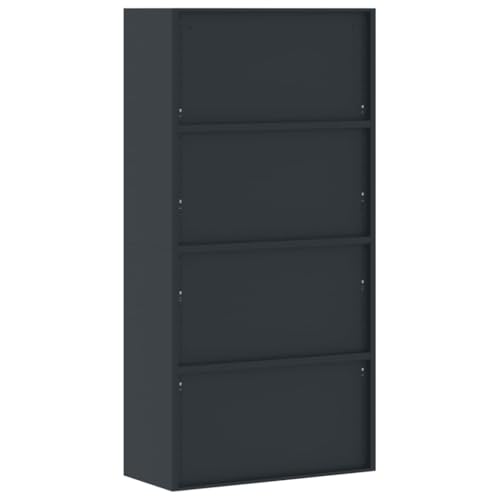 Aktenschrank Anthrazit aus pulverbeschichtetem Stahl 90x40x180 cm mit 4 Einlegeböden abschließbar für Büro und Homeoffice zur sicheren Aufbewahrung von Akten und Ordnern