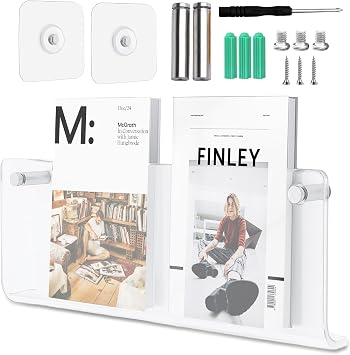 Prospekthalter Wand, Zeitschriftenhalter Wand Acryl Zeitschriftenregal Modern Zeitungsständer mit Dübel Schrauben Klebeschrauben für Bad Wohnzimmer Büro(40cm)