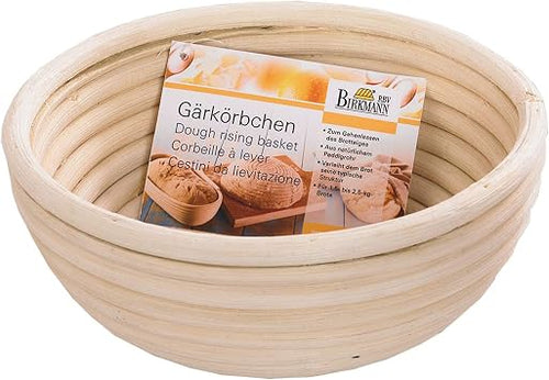 Gärkörbchen rund 20 cm – Birkmann – beige, Ø 20 x 8,5 cm, aus natürlichem Peddigrohr, handgefertigt, für Brote bis 1000 g, formgebend mit Rillenmuster, langlebig, nachhaltig, luftdurchlässig