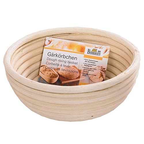 Gärkörbchen rund 20 cm – Birkmann – beige, Ø 20 x 8,5 cm, aus natürlichem Peddigrohr, handgefertigt, für Brote bis 1000 g, formgebend mit Rillenmuster, langlebig, nachhaltig, luftdurchlässig