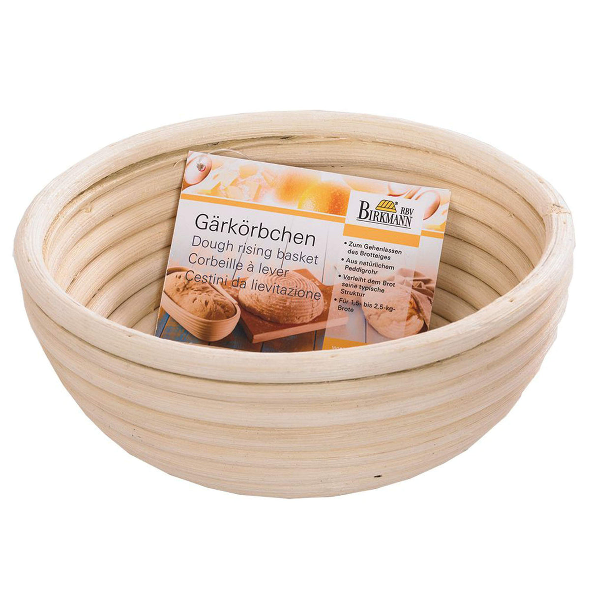 Gärkörbchen rund 20 cm – Birkmann – beige, Ø 20 x 8,5 cm, aus natürlichem Peddigrohr, handgefertigt, für Brote bis 1000 g, formgebend mit Rillenmuster, langlebig, nachhaltig, luftdurchlässig