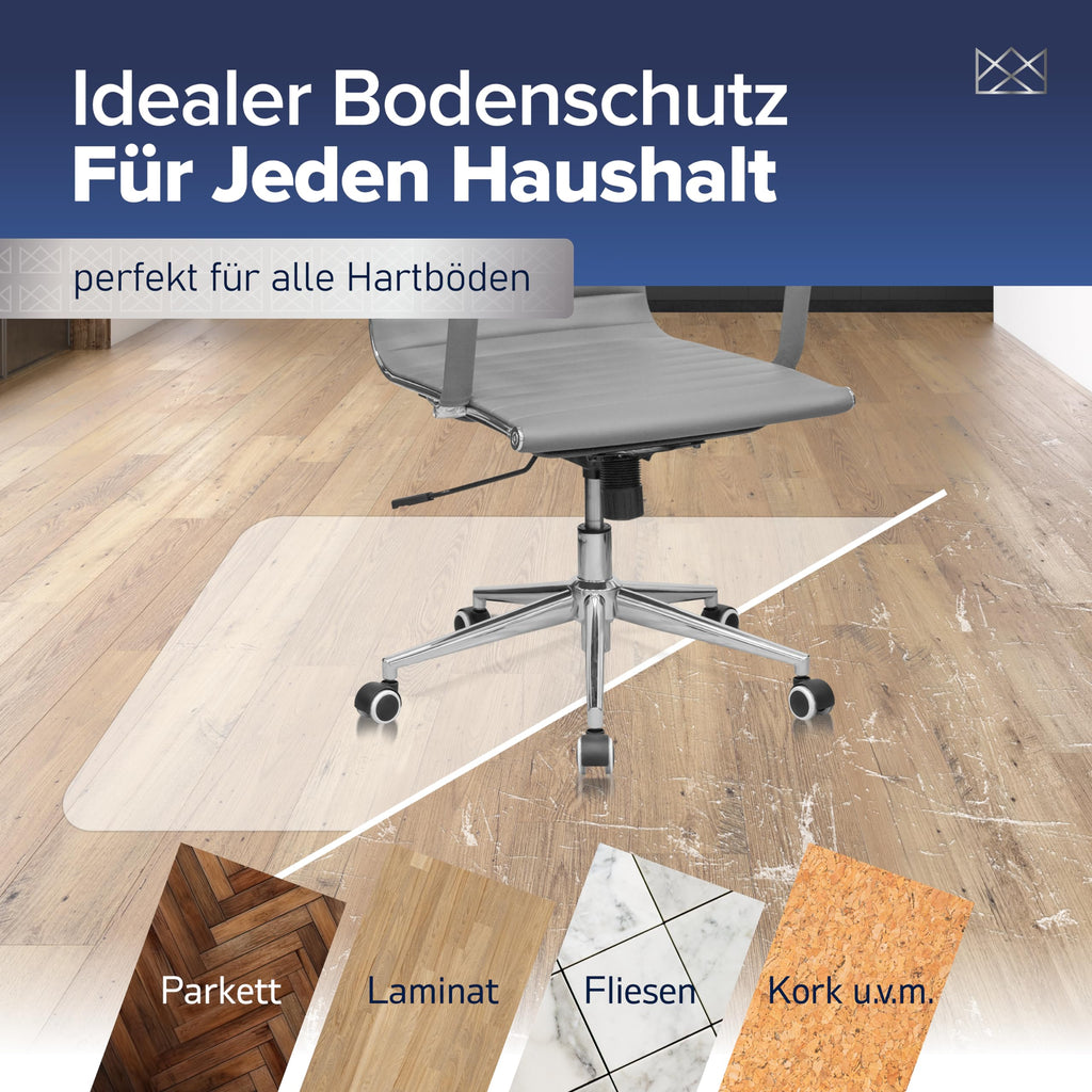Bodenschutzmatte Bürostuhl 90 x 120 cm milchweiß, Kratzfest, rutschfest