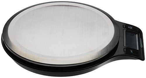 Amazon Basics Digitale Küchenwaage mit LCD-Anzeige (mit Batterien), Edelstahl, BPA-frei, Wiegt bis zu 11 Pfund, Schwarz