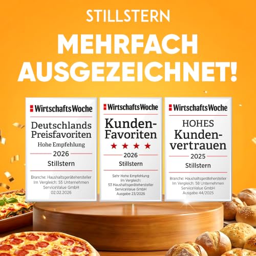 Stillstern Heißluftfritteuse XXL 12L mit LED-Touchscreen, Rezeptbuch auf Deutsch, 12 Programme, Vorheizen&Warmhalten, 1800W Heissluftfritteuse AirFryer XXL ohne Öl Dörren Minibackofen Camping Grill