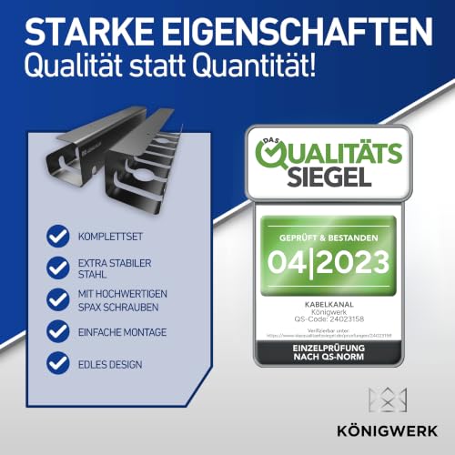 Königwerk Kabelkanal Schreibtisch schwarz, Kabelmanagement inkl. Zubehör