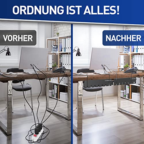 Königwerk Kabelkanal Schreibtisch schwarz, Kabelmanagement inkl. Zubehör
