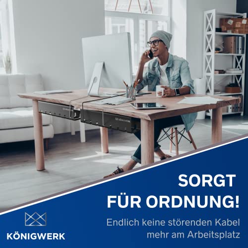Königwerk Kabelkanal Schreibtisch schwarz, Kabelmanagement inkl. Zubehör
