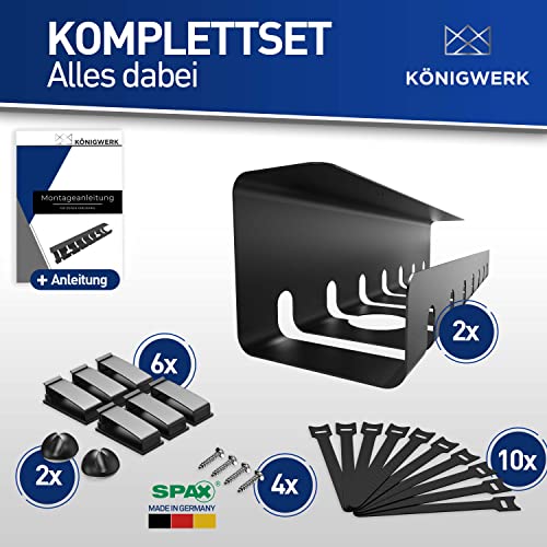 Königwerk Kabelkanal Schreibtisch schwarz, Kabelmanagement inkl. Zubehör