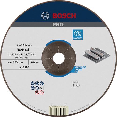 Bosch Professional 2608600225 Schleifzubehör Trennscheibe 230 x 2,5 mm f.Metall, Grau