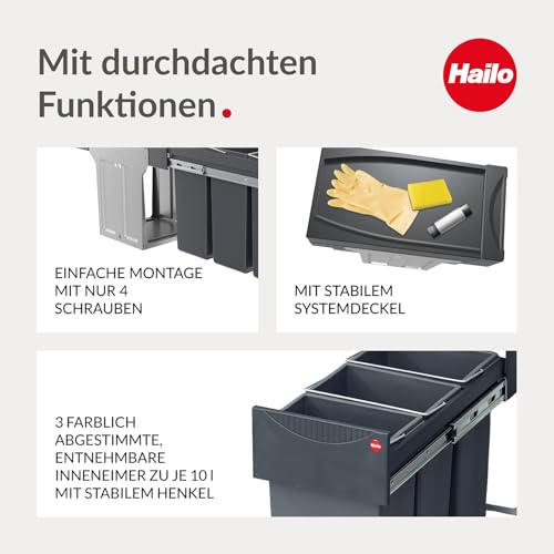 Hailo AS Terzett 10/10/10 dunkelgrau - 3666131 Einbau Abfallsammler