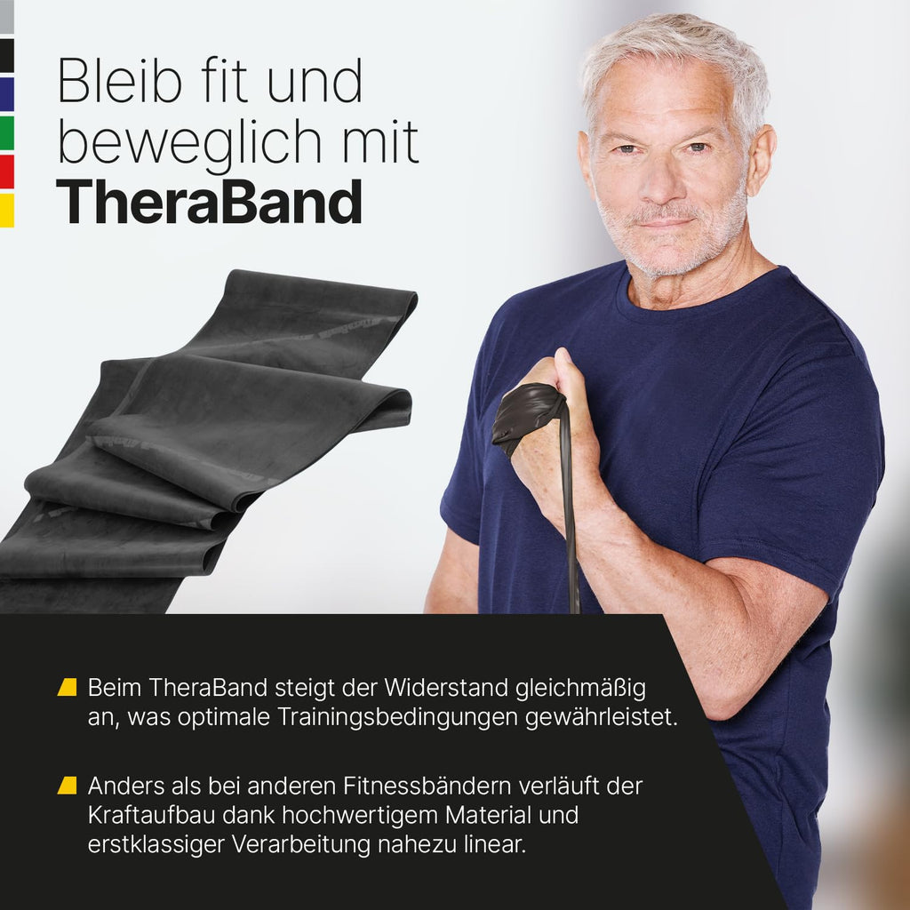 TheraBand 2,50m im PE Beutel mit Anleitung | Fitnessband | Gymnastikband