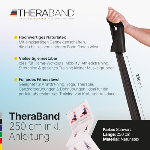 TheraBand 2,50m im PE Beutel mit Anleitung | Fitnessband | Gymnastikband