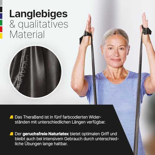 TheraBand 2,50m im PE Beutel mit Anleitung | Fitnessband | Gymnastikband