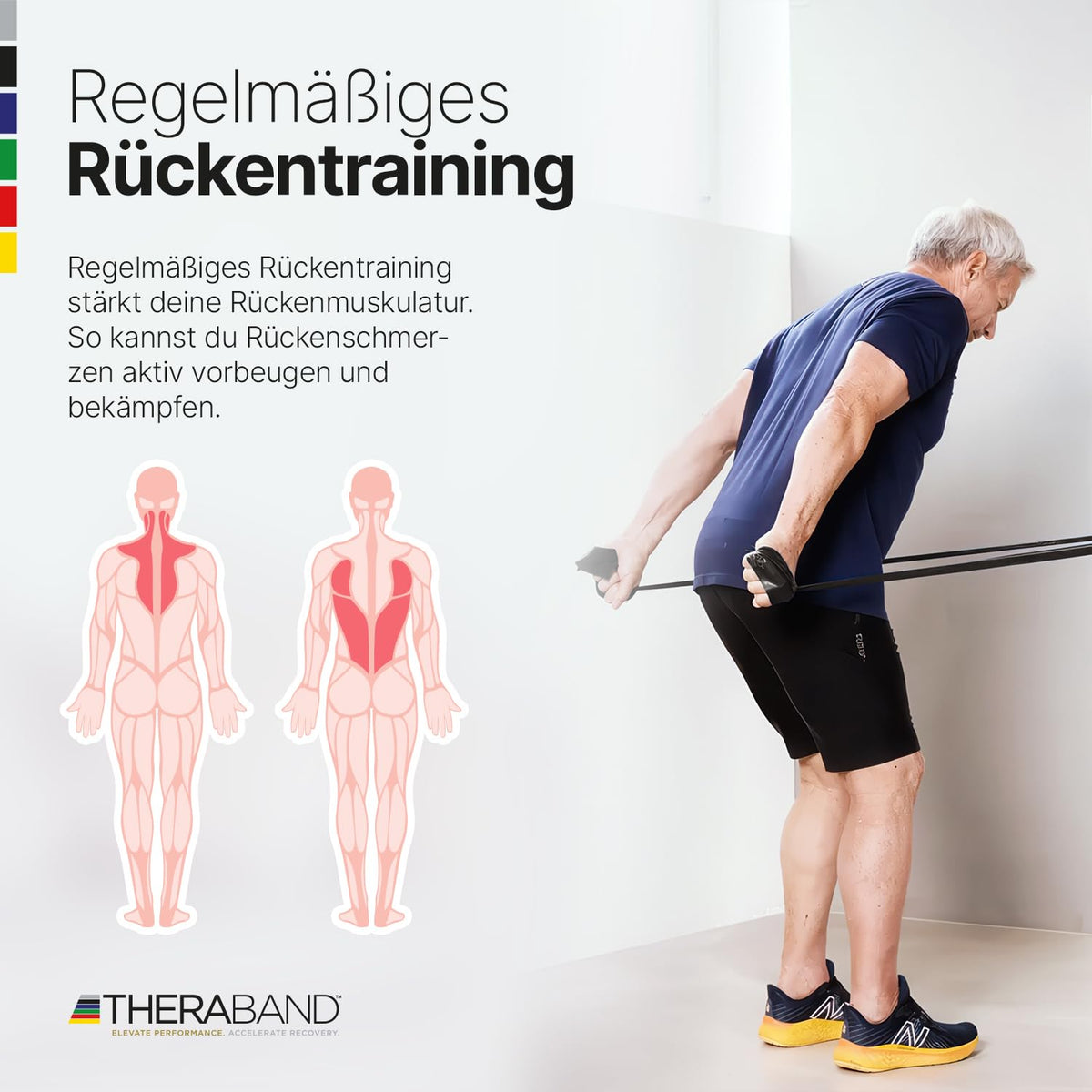 TheraBand 2,50m im PE Beutel mit Anleitung | Fitnessband | Gymnastikband