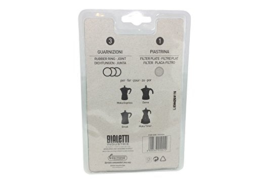 Bialetti Moka-Dichtung und Aluminiumfilter, weiß, 72 mm, für 6-Tassen-Kaffeemaschine