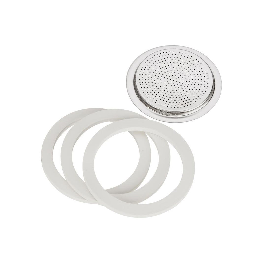 Bialetti Moka-Dichtung und Aluminiumfilter, weiß, 72 mm, für 6-Tassen-Kaffeemaschine