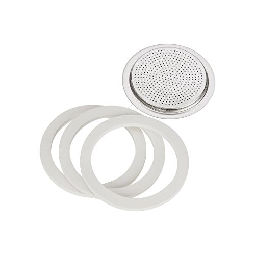 Bialetti Moka-Dichtung und Aluminiumfilter, weiß, 72 mm, für 6-Tassen-Kaffeemaschine
