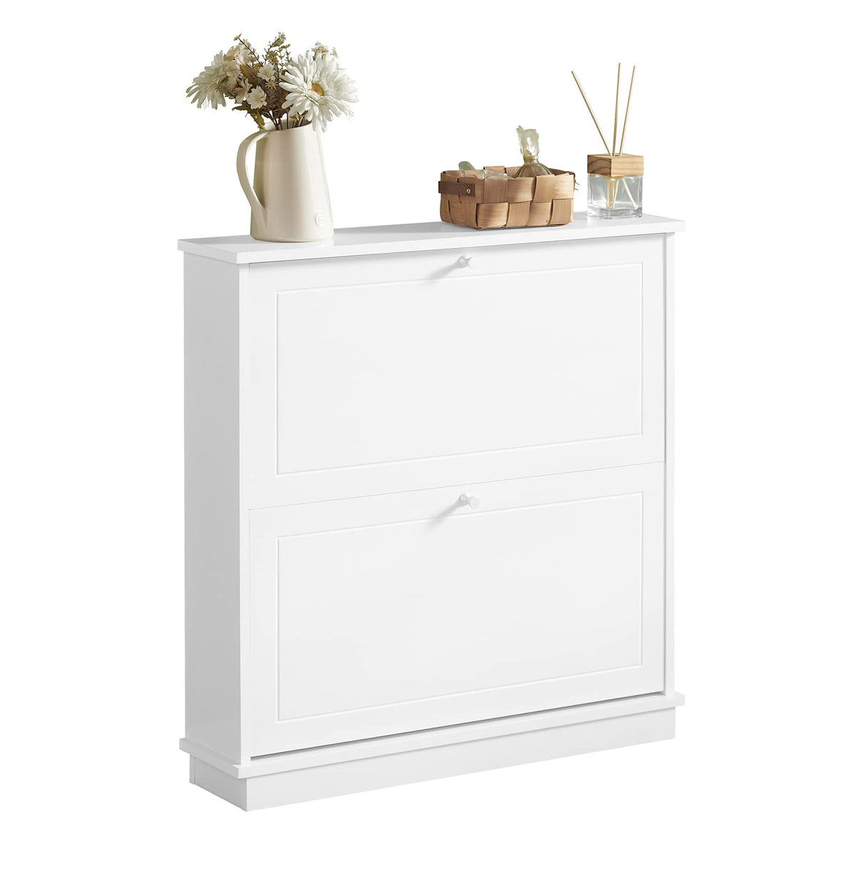 SoBuy Schuhschrank schmal 18cm mit 2 Klappen 76x78x18cm für Flur