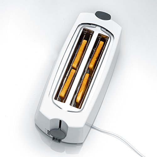 SEVERIN Doppel-Langschlitztoaster, mit Brötchenaufsatz, zum Toasten, Auftauen und Erwärmen, 1.400 W, Kunststoff, Grau, Weiß, AT 2234