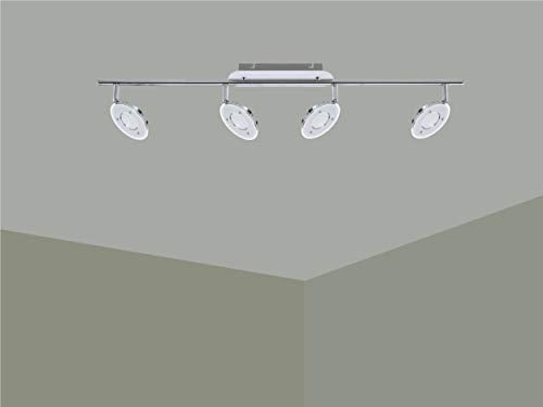 Trango 4-flammig 2002-048 LED Wohnzimmer Lampe *OLI* in Chrom-Optik inkl. 4x 5 Watt LED Modul Deckenlampe I Deckenstrahler I Deckenleuchte I Schlafzimmer Leuchte schwenkbar und drehbar mit Glasschirm