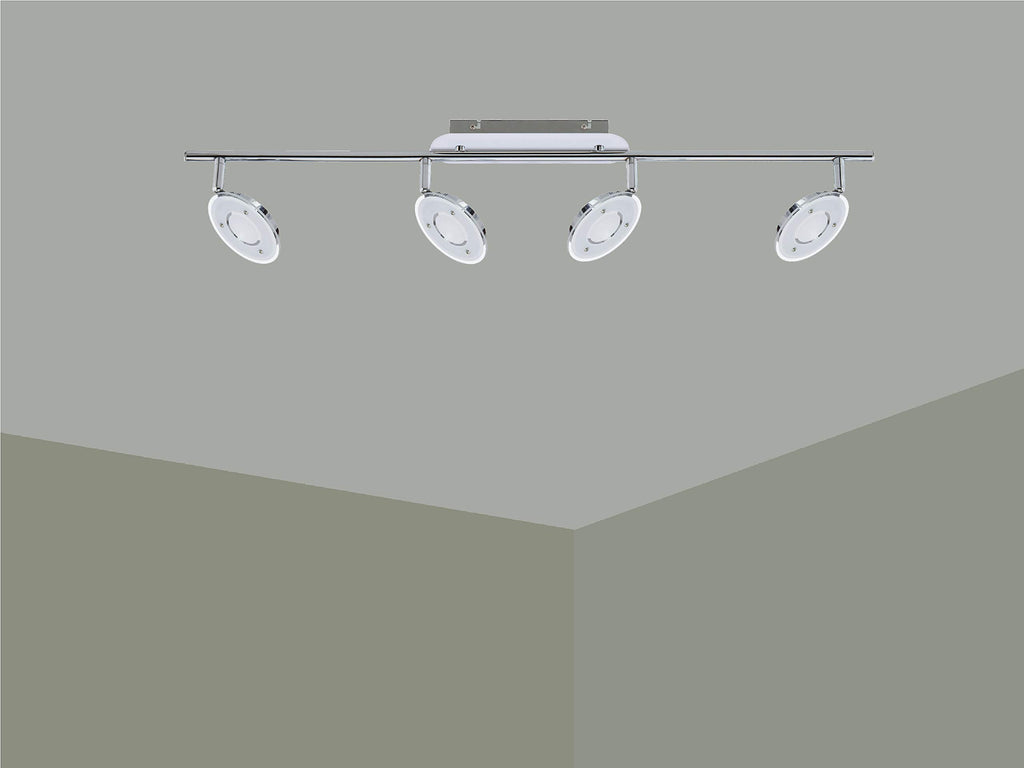 Trango 4-flammig 2002-048 LED Wohnzimmer Lampe *OLI* in Chrom-Optik inkl. 4x 5 Watt LED Modul Deckenlampe I Deckenstrahler I Deckenleuchte I Schlafzimmer Leuchte schwenkbar und drehbar mit Glasschirm
