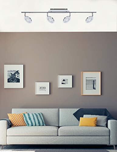 Trango 4-flammig 2002-048 LED Wohnzimmer Lampe *OLI* in Chrom-Optik inkl. 4x 5 Watt LED Modul Deckenlampe I Deckenstrahler I Deckenleuchte I Schlafzimmer Leuchte schwenkbar und drehbar mit Glasschirm