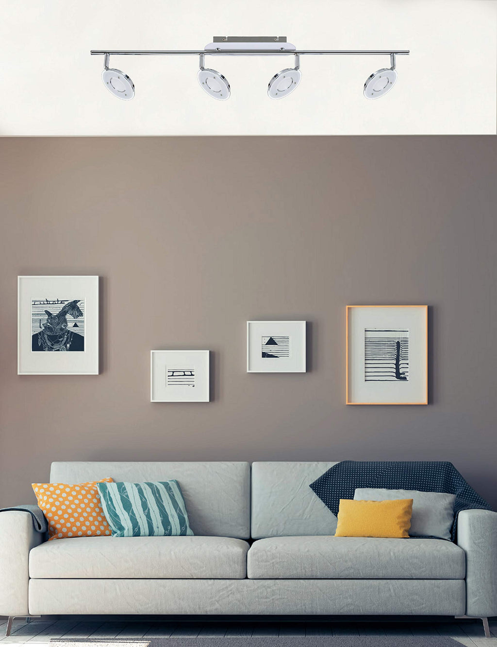 Trango 4-flammig 2002-048 LED Wohnzimmer Lampe *OLI* in Chrom-Optik inkl. 4x 5 Watt LED Modul Deckenlampe I Deckenstrahler I Deckenleuchte I Schlafzimmer Leuchte schwenkbar und drehbar mit Glasschirm