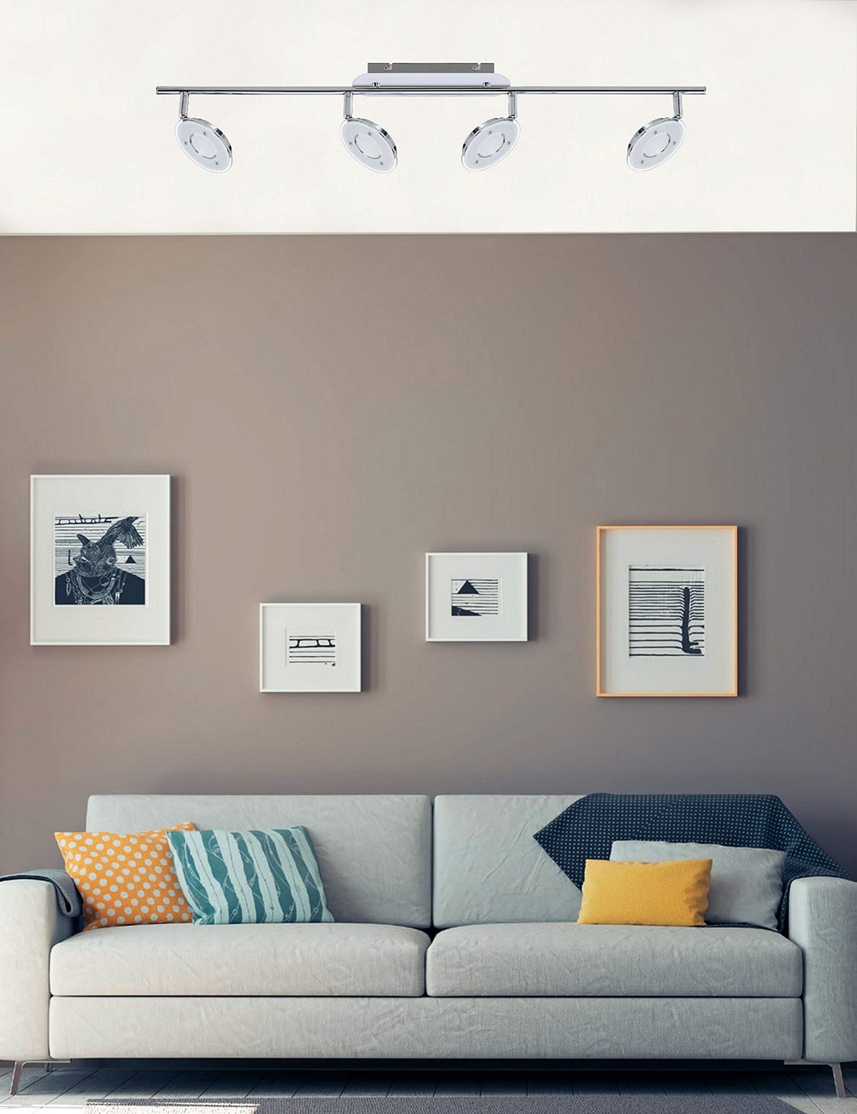 Trango 4-flammig 2002-048 LED Wohnzimmer Lampe *OLI* in Chrom-Optik inkl. 4x 5 Watt LED Modul Deckenlampe I Deckenstrahler I Deckenleuchte I Schlafzimmer Leuchte schwenkbar und drehbar mit Glasschirm