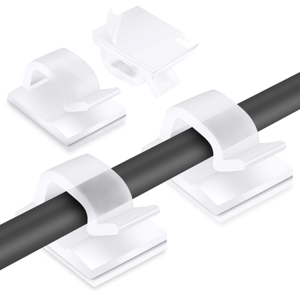 URAQT Kabelhalter Selbstklebend, 70 Stück Mini Outdoor Kabel Clips mit Klebebändern Kabelklemmen für Kabelmanagement Kabelschellen Kabelclips Schreibtisch Organizer für Ladekabel Wand Desk - Klar