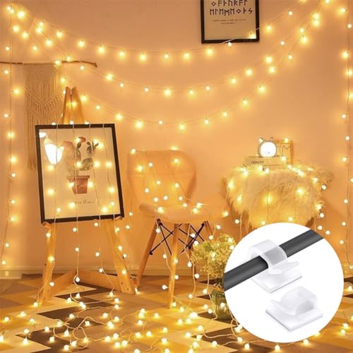 URAQT Kabelhalter Selbstklebend, 70 Stück Mini Outdoor Kabel Clips mit Klebebändern Kabelklemmen für Kabelmanagement Kabelschellen Kabelclips Schreibtisch Organizer für Ladekabel Wand Desk - Klar