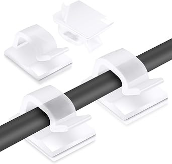 URAQT Kabelhalter Selbstklebend, 70 Stück Mini Outdoor Kabel Clips mit Klebebändern Kabelklemmen für Kabelmanagement Kabelschellen Kabelclips Schreibtisch Organizer für Ladekabel Wand Desk - Klar