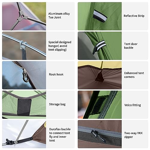 Naturehike Cloud up 2 Campingzelt Ultraleichtes Zelt 2 Personen 3-4 Saison Wasserdichtes Zelt für Rucksack Wandern